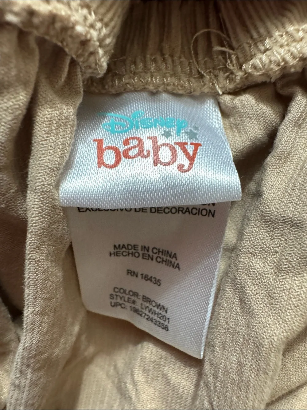 Disney corduroy one